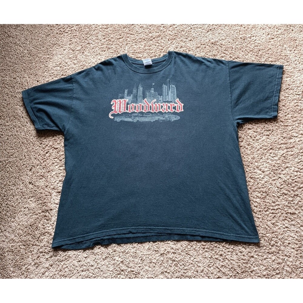 Vintage Woodward Car Show T-Shirts Men's Size 2XL Navy Blue Car Graphic Shirt